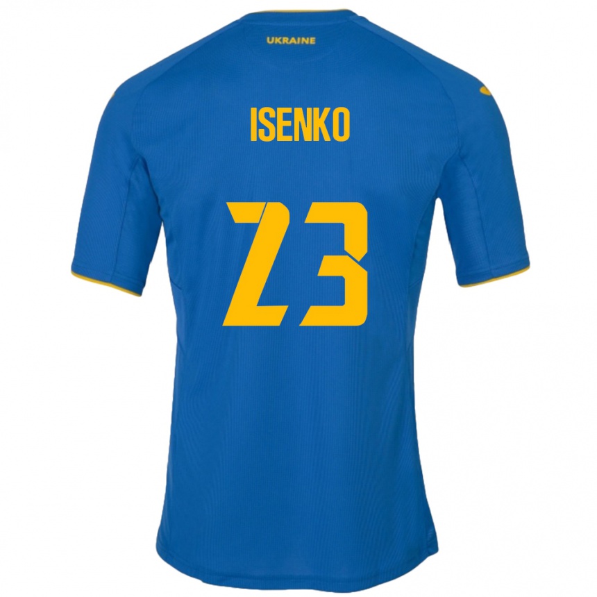 גברים כדורגל אוקראינה Pavlo Isenko #23 כְּחוֹל הרחק ג'רזי 24-26