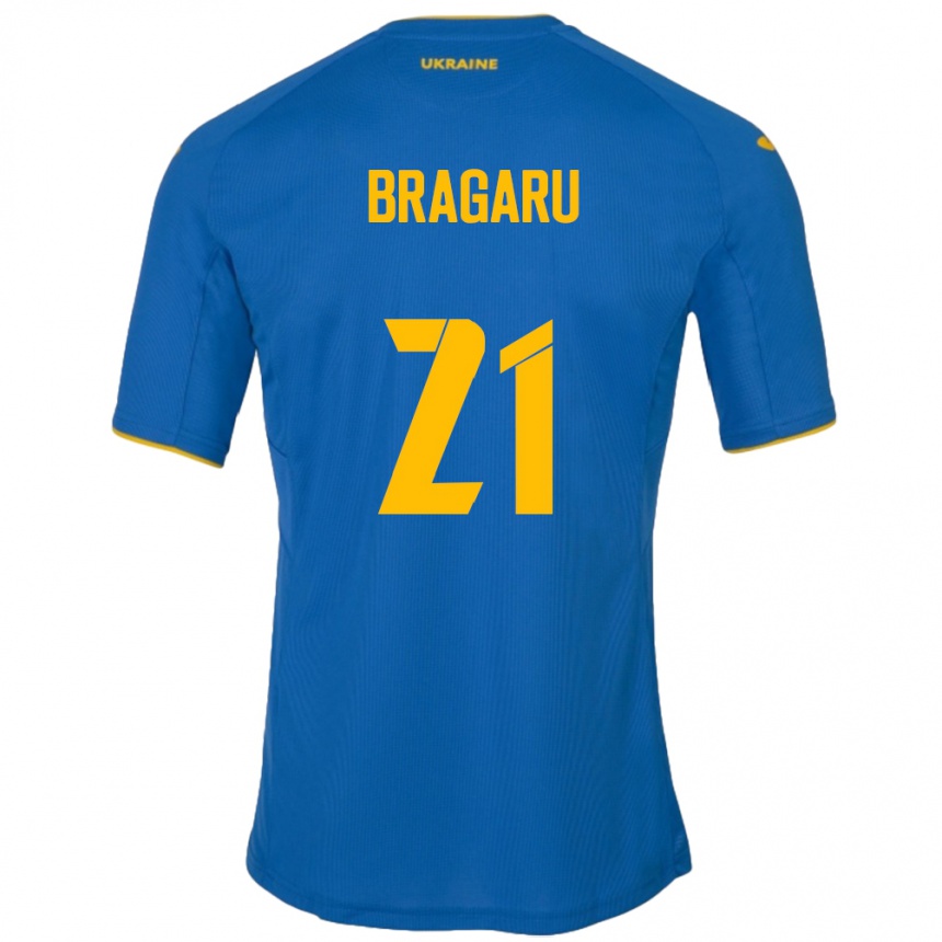 גברים כדורגל אוקראינה Maksym Bragaru #21 כְּחוֹל הרחק ג'רזי 24-26