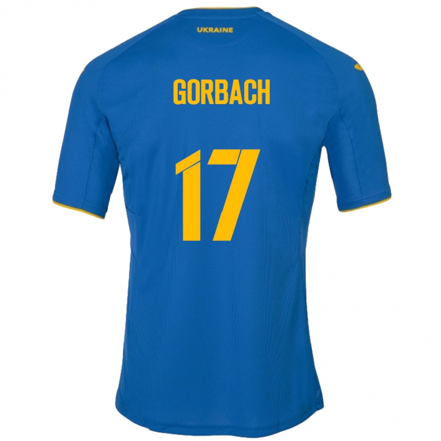 גברים כדורגל אוקראינה Igor Gorbach #17 כְּחוֹל הרחק ג'רזי 24-26
