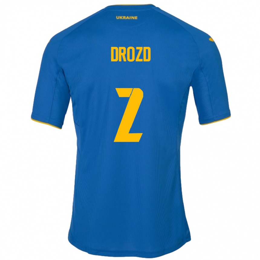 גברים כדורגל אוקראינה Anton Drozd #2 כְּחוֹל הרחק ג'רזי 24-26