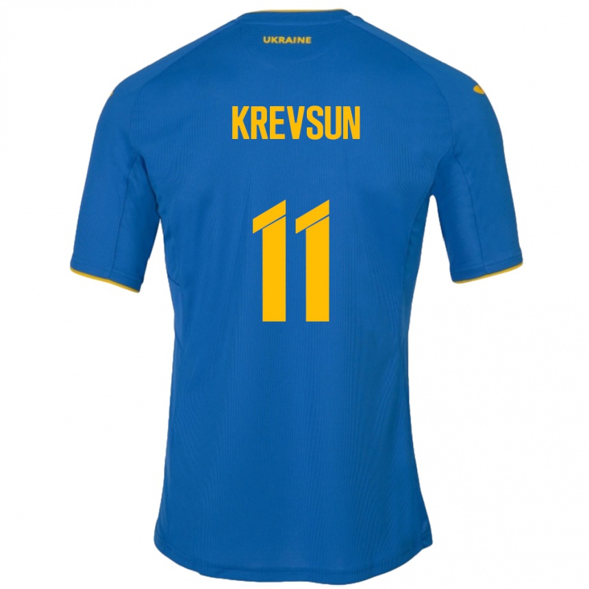 גברים כדורגל אוקראינה Danylo Krevsun #11 כְּחוֹל הרחק ג'רזי 24-26