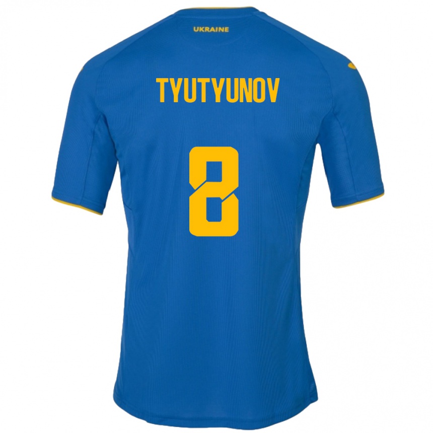 גברים כדורגל אוקראינה Vladyslav Tyutyunov #8 כְּחוֹל הרחק ג'רזי 24-26