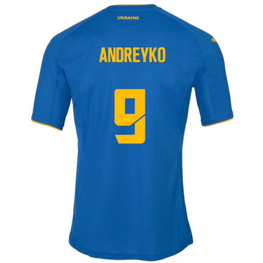 גברים כדורגל אוקראינה Ivan Andreyko #9 כְּחוֹל הרחק ג'רזי 24-26