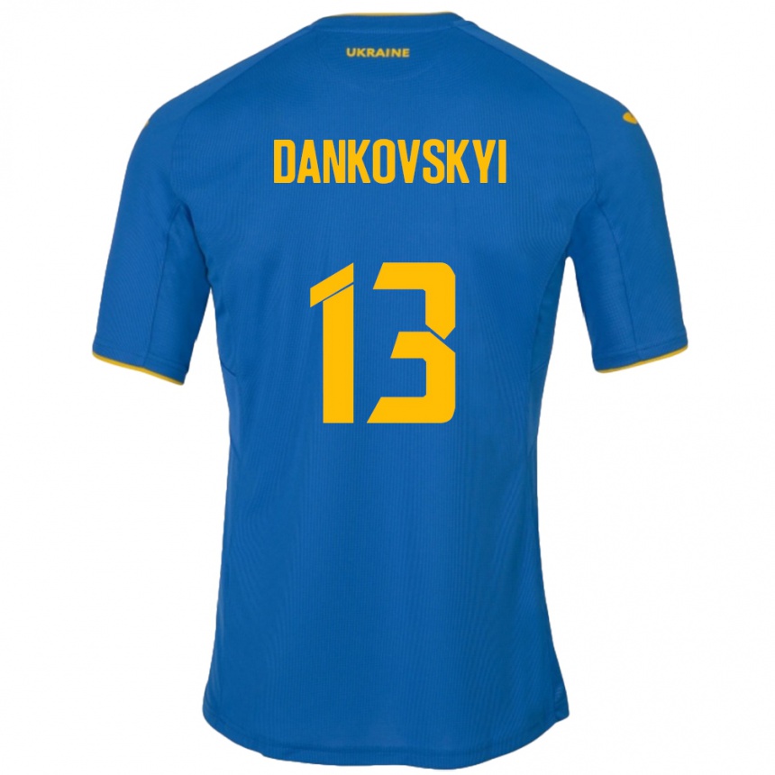 גברים כדורגל אוקראינה Yegor Dankovskyi #13 כְּחוֹל הרחק ג'רזי 24-26