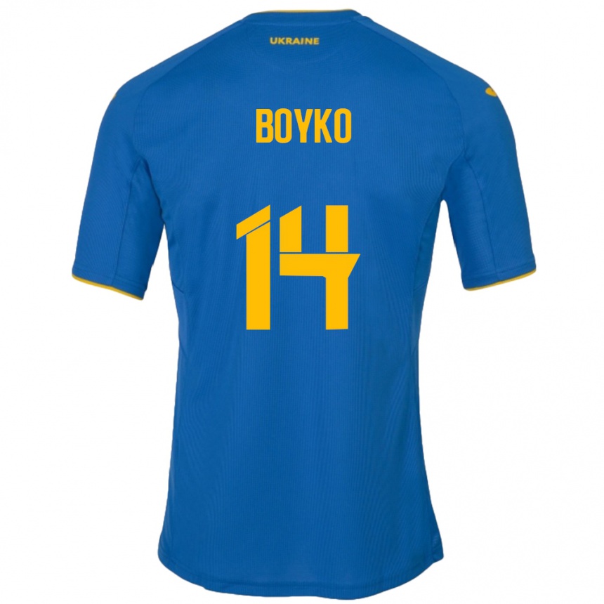 גברים כדורגל אוקראינה Evgen Boyko #14 כְּחוֹל הרחק ג'רזי 24-26