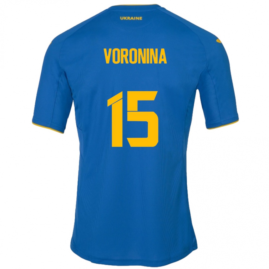 גברים כדורגל אוקראינה Anastasiya Voronina #15 כְּחוֹל הרחק ג'רזי 24-26