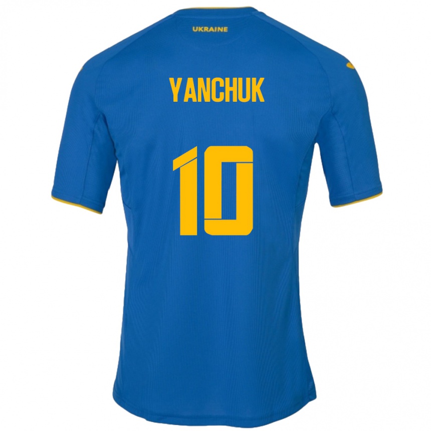 גברים כדורגל אוקראינה Polina Yanchuk #10 כְּחוֹל הרחק ג'רזי 24-26