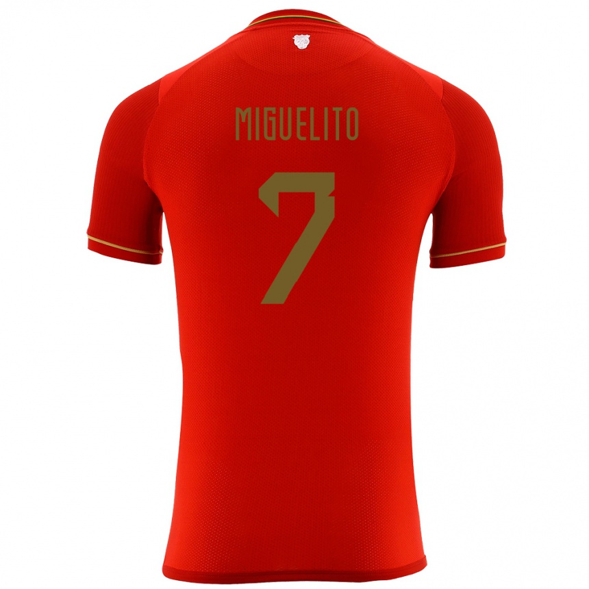 גברים כדורגל בוליביה Miguelito #7 אָדוֹם הרחק ג'רזי 24-26