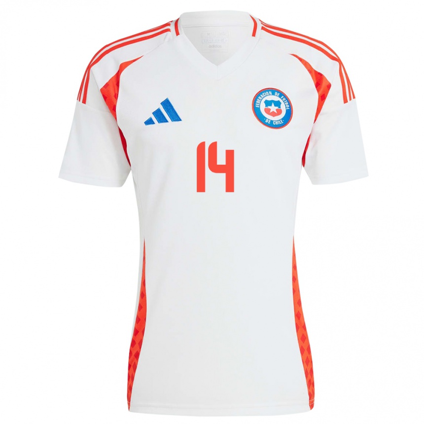 גברים כדורגל צ'ילה Leandro Hernández #14 לבן הרחק ג'רזי 24-26