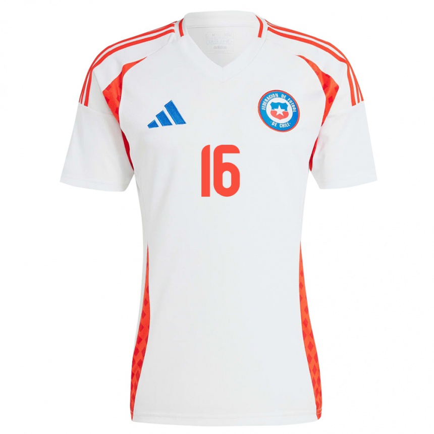 גברים כדורגל צ'ילה Felipe Faúndez #16 לבן הרחק ג'רזי 24-26