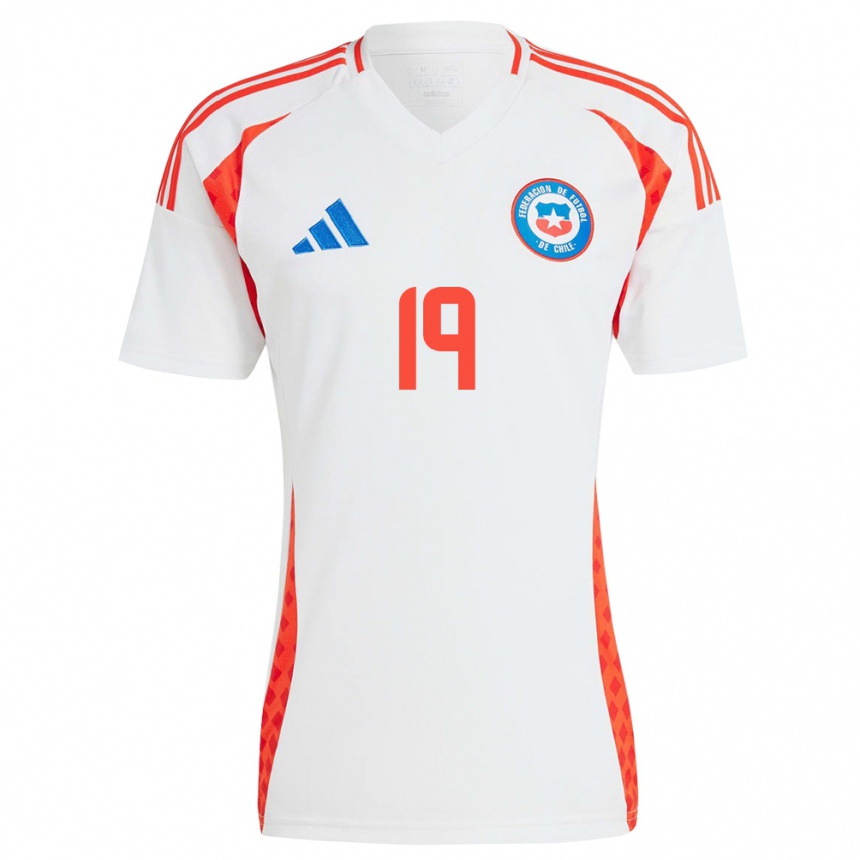 גברים כדורגל צ'ילה Catalina Figueroa #19 לבן הרחק ג'רזי 24-26