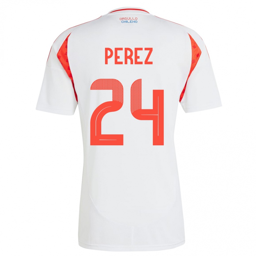 גברים כדורגל צ'ילה César Pérez #24 לבן הרחק ג'רזי 24-26