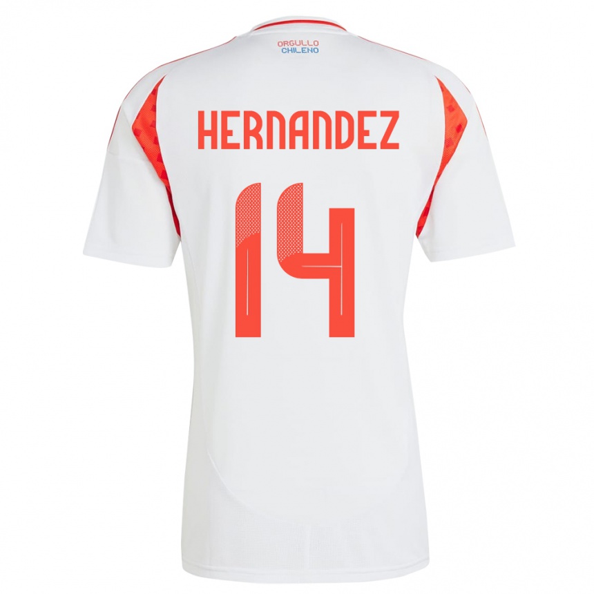 גברים כדורגל צ'ילה Leandro Hernández #14 לבן הרחק ג'רזי 24-26