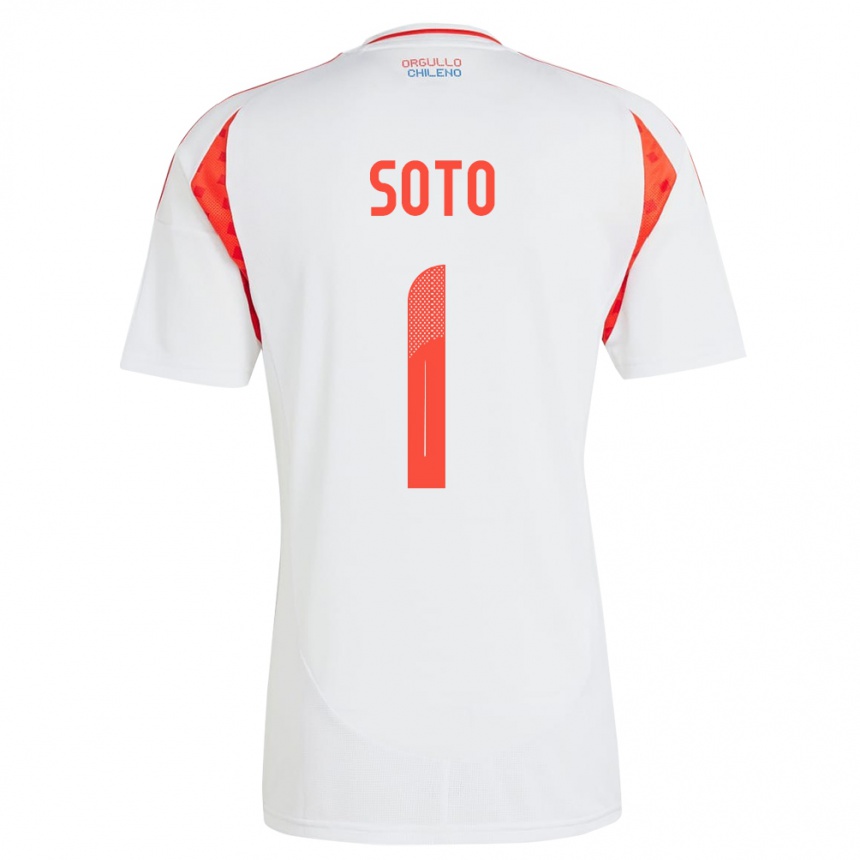 גברים כדורגל צ'ילה Fernando Soto #1 לבן הרחק ג'רזי 24-26
