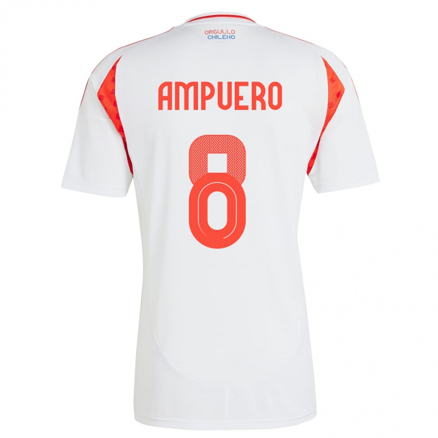 גברים כדורגל צ'ילה Benjamín Ampuero #8 לבן הרחק ג'רזי 24-26
