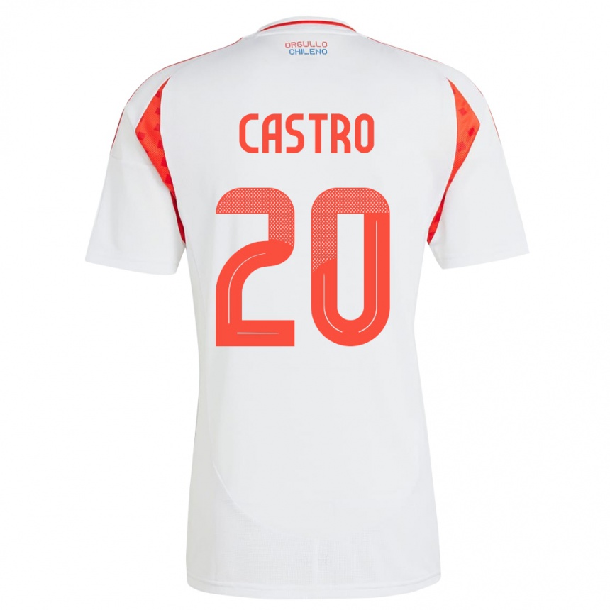 גברים כדורגל צ'ילה Benjamín Castro #20 לבן הרחק ג'רזי 24-26