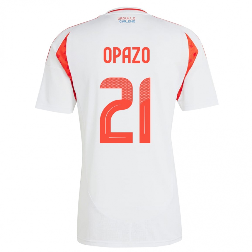 גברים כדורגל צ'ילה Diego Opazo #21 לבן הרחק ג'רזי 24-26