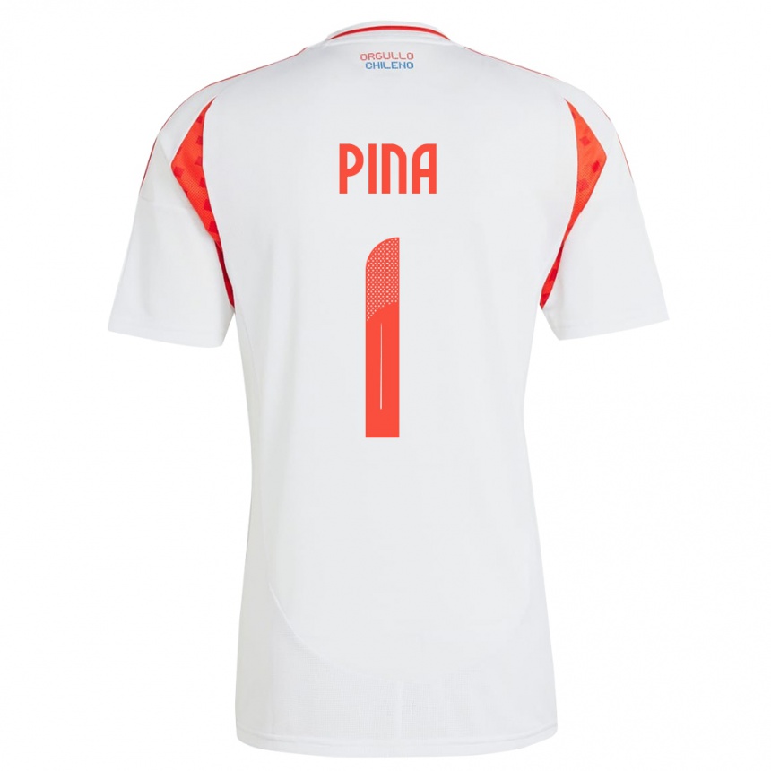 גברים כדורגל צ'ילה Cristóbal Piña #1 לבן הרחק ג'רזי 24-26