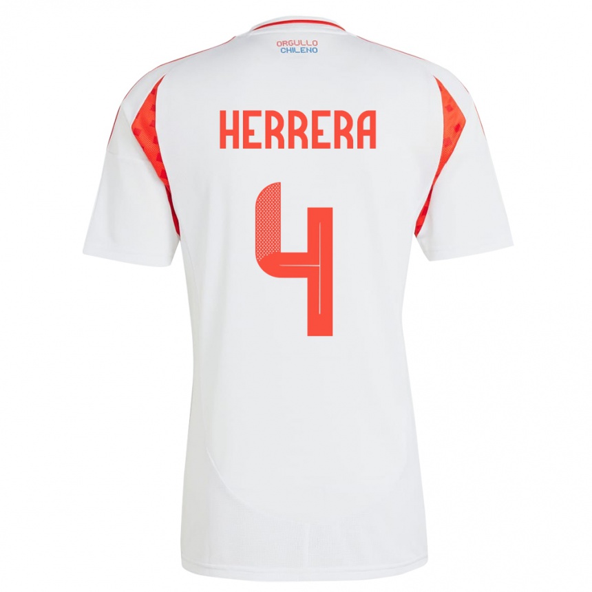 גברים כדורגל צ'ילה Claudia Herrera #4 לבן הרחק ג'רזי 24-26