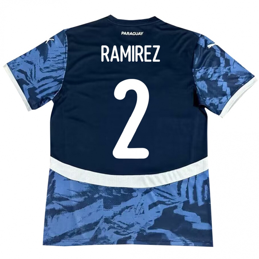 גברים כדורגל פרגוואי Iván Ramírez #2 כְּחוֹל הרחק ג'רזי 24-26