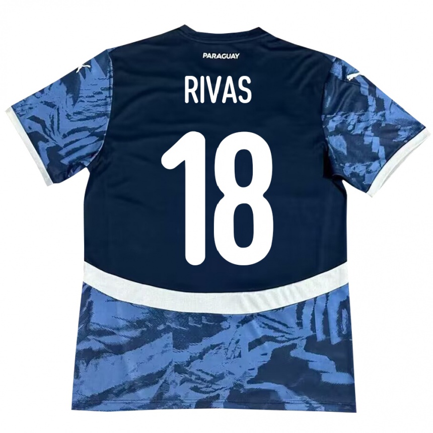 גברים כדורגל פרגוואי Daniel Rivas #18 כְּחוֹל הרחק ג'רזי 24-26
