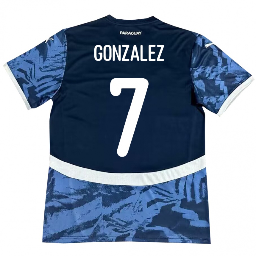 גברים כדורגל פרגוואי Diego González #7 כְּחוֹל הרחק ג'רזי 24-26