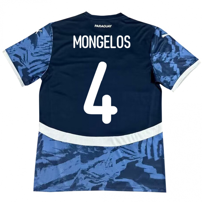 גברים כדורגל פרגוואי Rolando Mongelós #4 כְּחוֹל הרחק ג'רזי 24-26