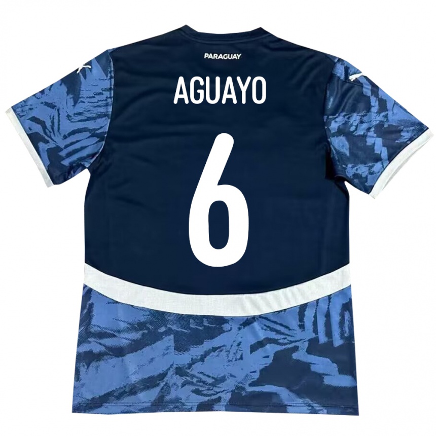 גברים כדורגל פרגוואי Ángel Aguayo #6 כְּחוֹל הרחק ג'רזי 24-26