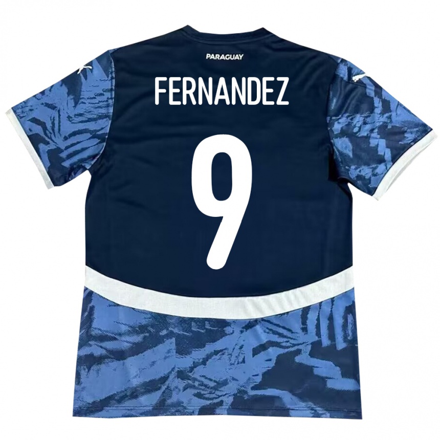גברים כדורגל פרגוואי David Fernández #9 כְּחוֹל הרחק ג'רזי 24-26