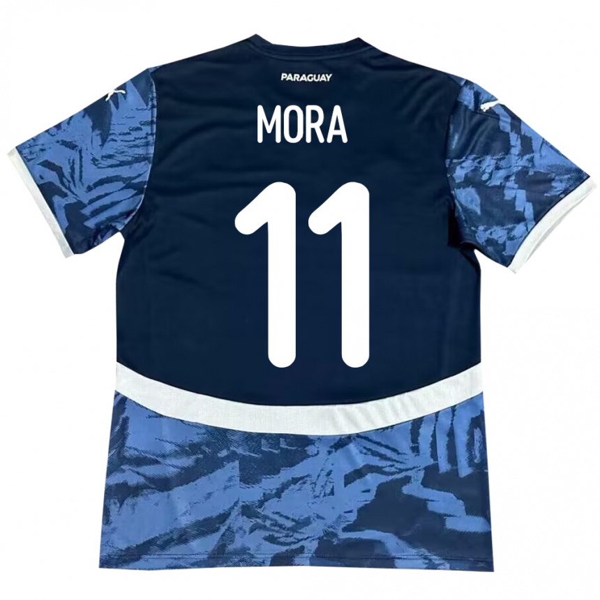 גברים כדורגל פרגוואי Jorge Mora #11 כְּחוֹל הרחק ג'רזי 24-26