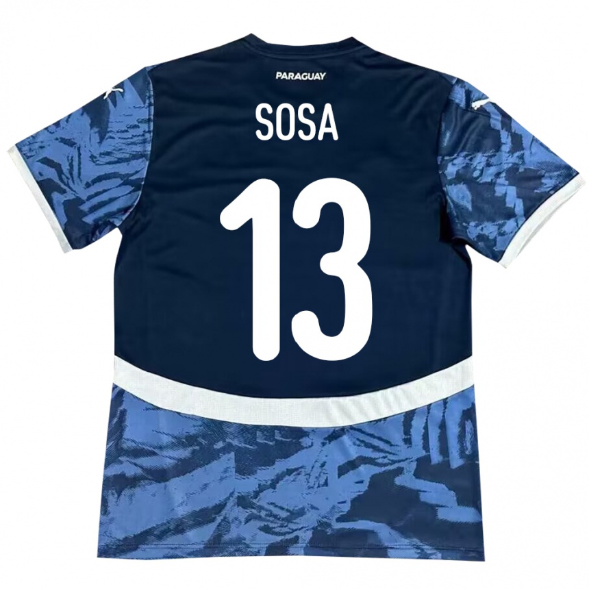 גברים כדורגל פרגוואי Alex Sosa #13 כְּחוֹל הרחק ג'רזי 24-26