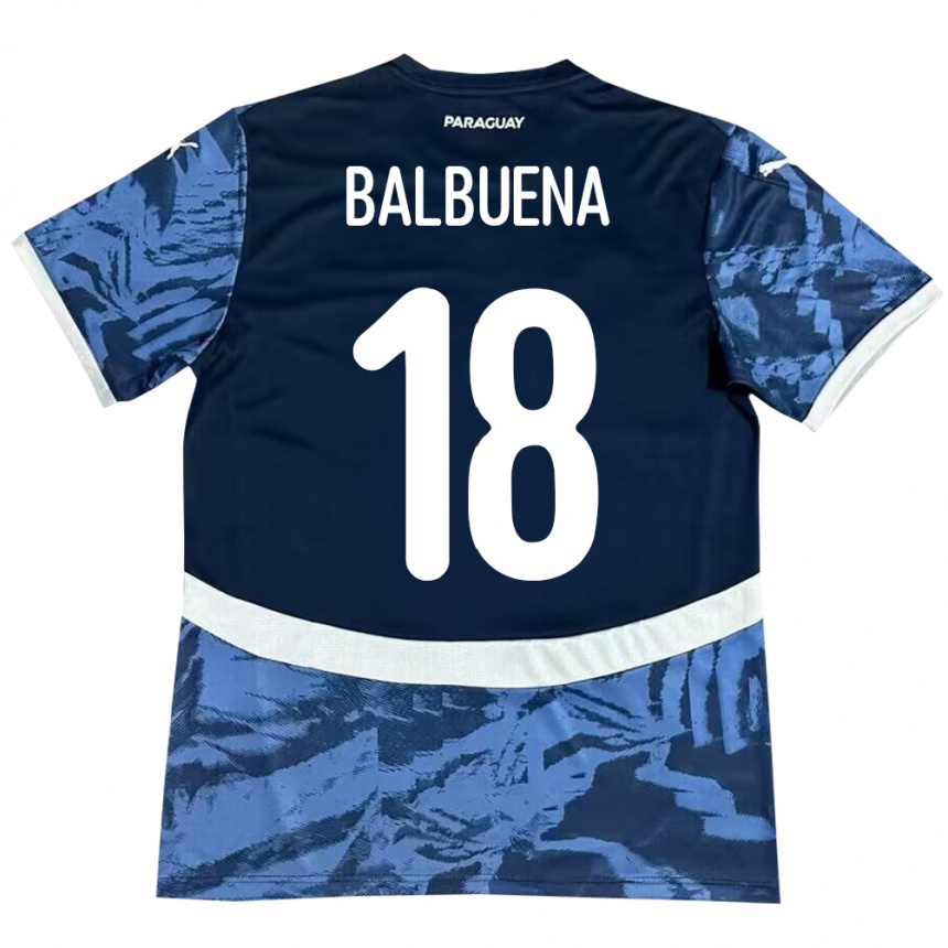 גברים כדורגל פרגוואי Axel Balbuena #18 כְּחוֹל הרחק ג'רזי 24-26