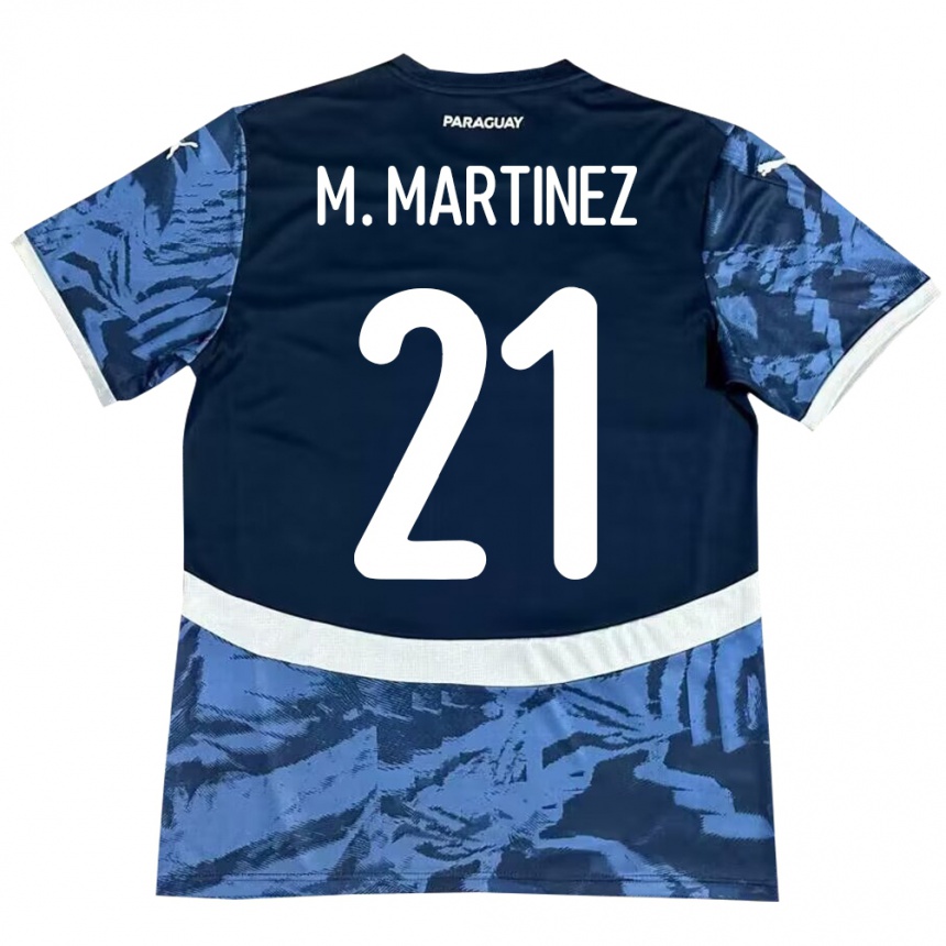 גברים כדורגל פרגוואי María Martínez #21 כְּחוֹל הרחק ג'רזי 24-26