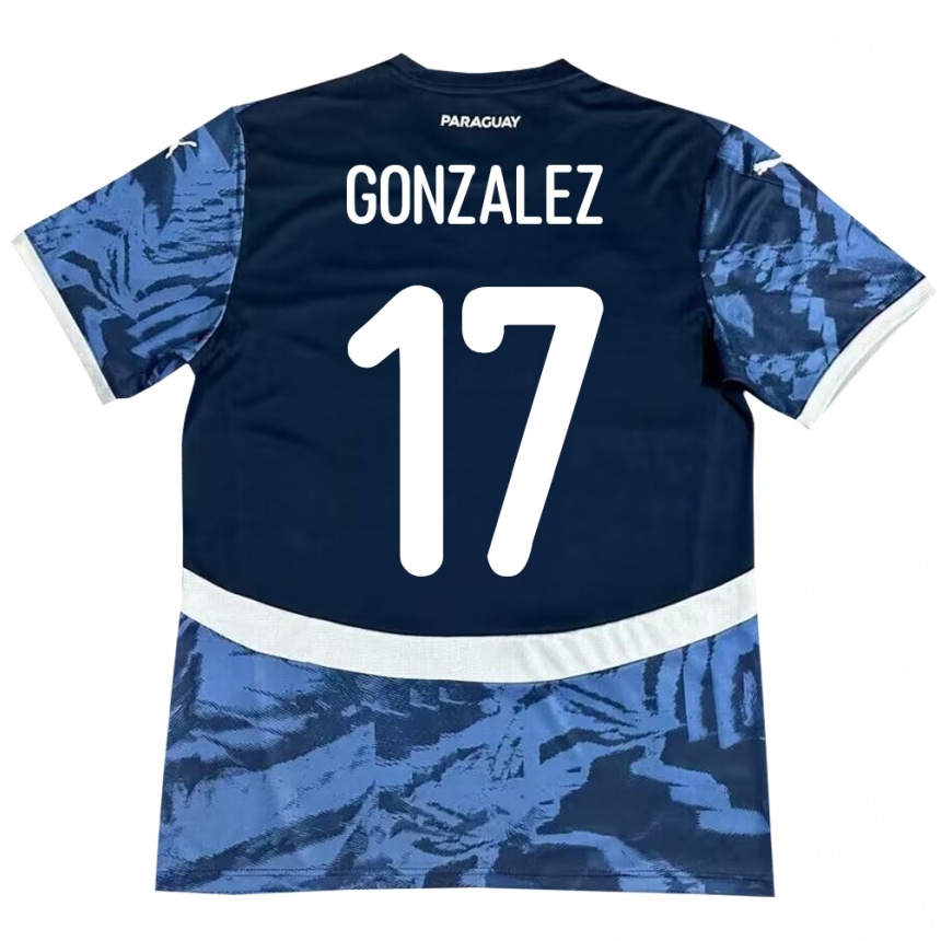 גברים כדורגל פרגוואי Lourdes González #17 כְּחוֹל הרחק ג'רזי 24-26