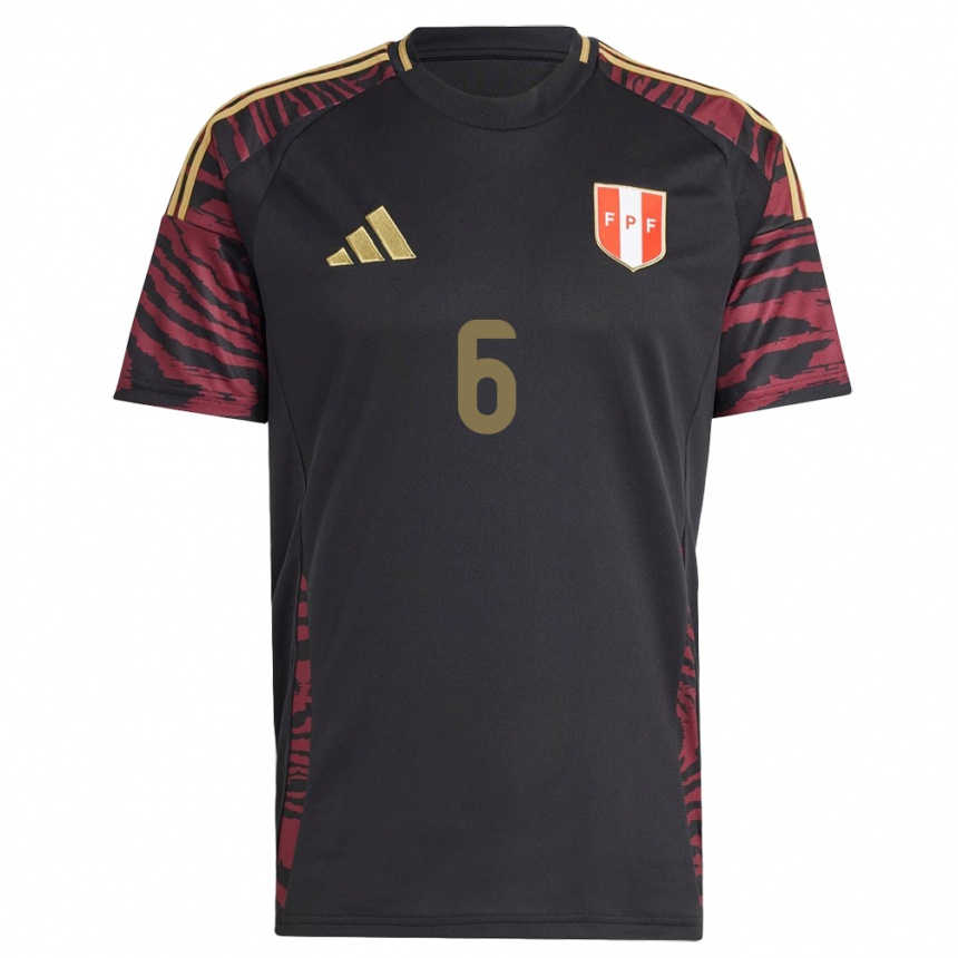 גברים כדורגל פרו Esteban Cruz #6 שָׁחוֹר הרחק ג'רזי 24-26