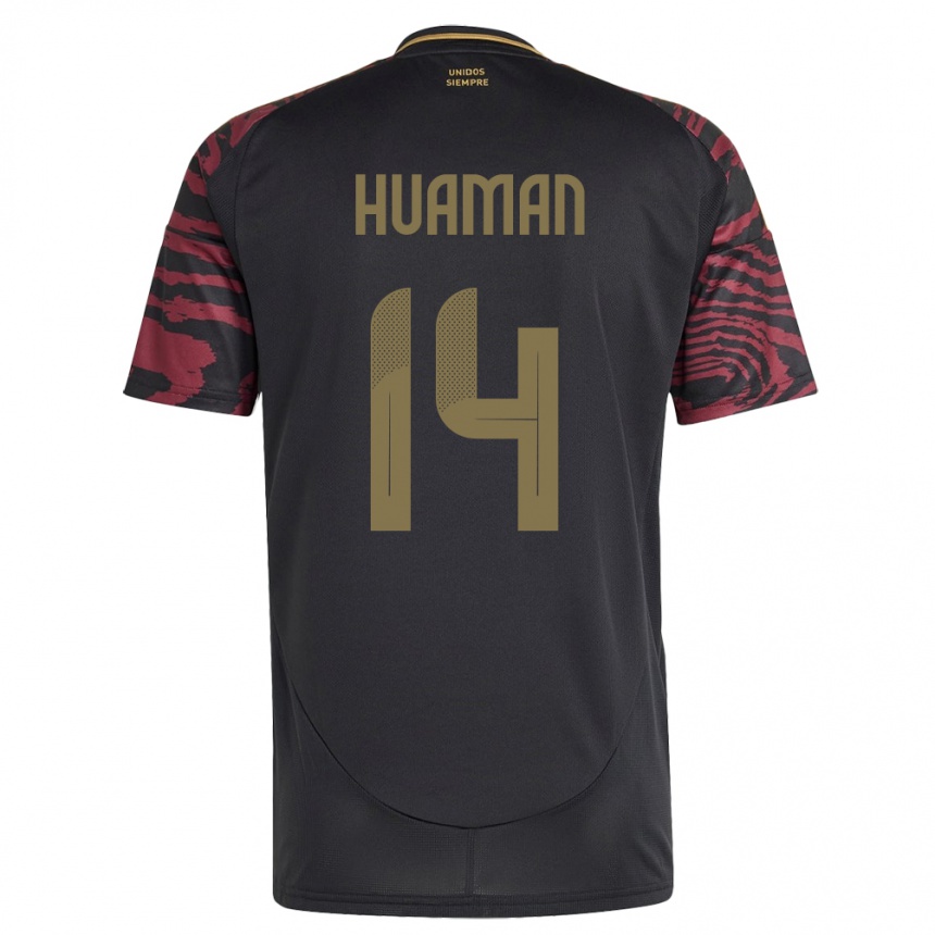 גברים כדורגל פרו Marco Huamán #14 שָׁחוֹר הרחק ג'רזי 24-26