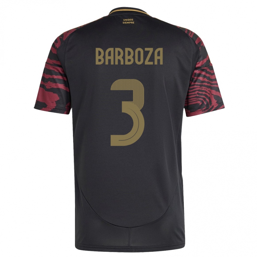 גברים כדורגל פרו Matías Barboza #3 שָׁחוֹר הרחק ג'רזי 24-26