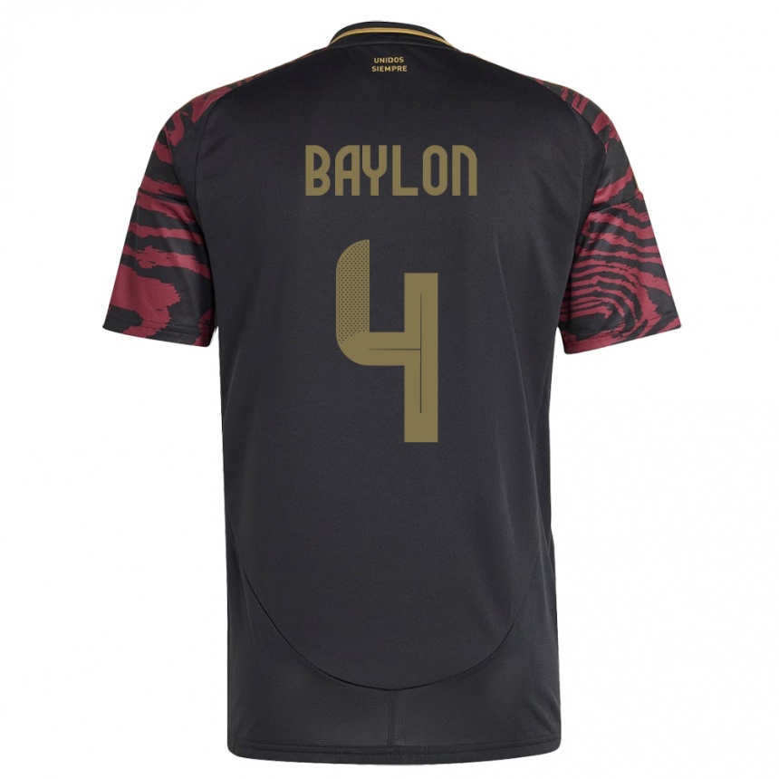 גברים כדורגל פרו Luis Baylón #4 שָׁחוֹר הרחק ג'רזי 24-26