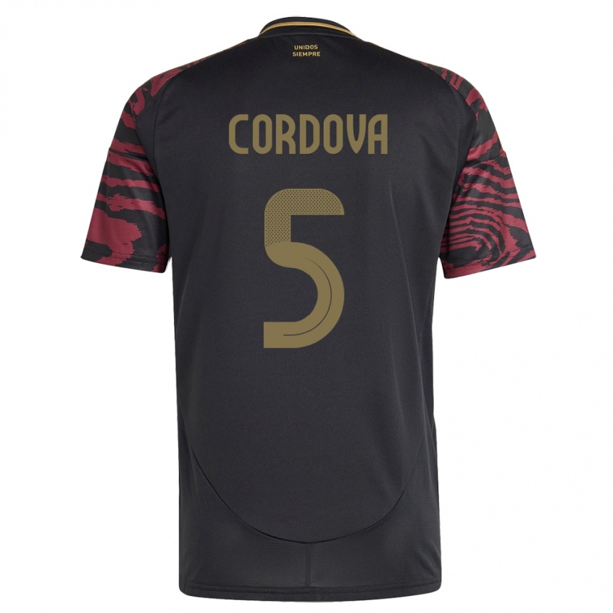 גברים כדורגל פרו Bryan Córdova #5 שָׁחוֹר הרחק ג'רזי 24-26