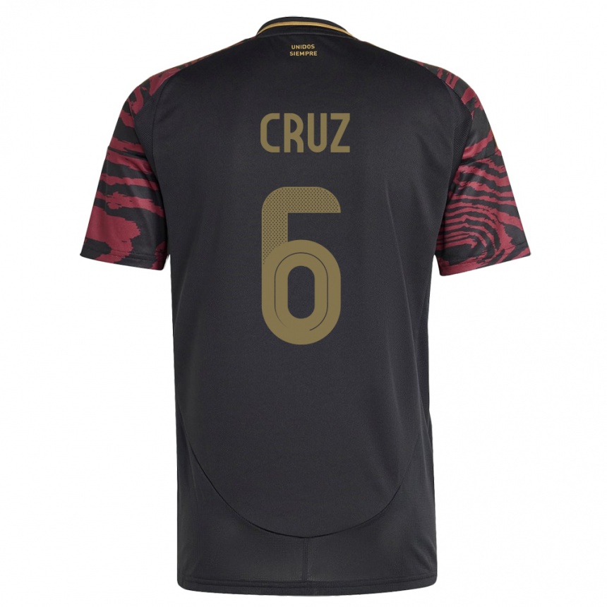 גברים כדורגל פרו Esteban Cruz #6 שָׁחוֹר הרחק ג'רזי 24-26