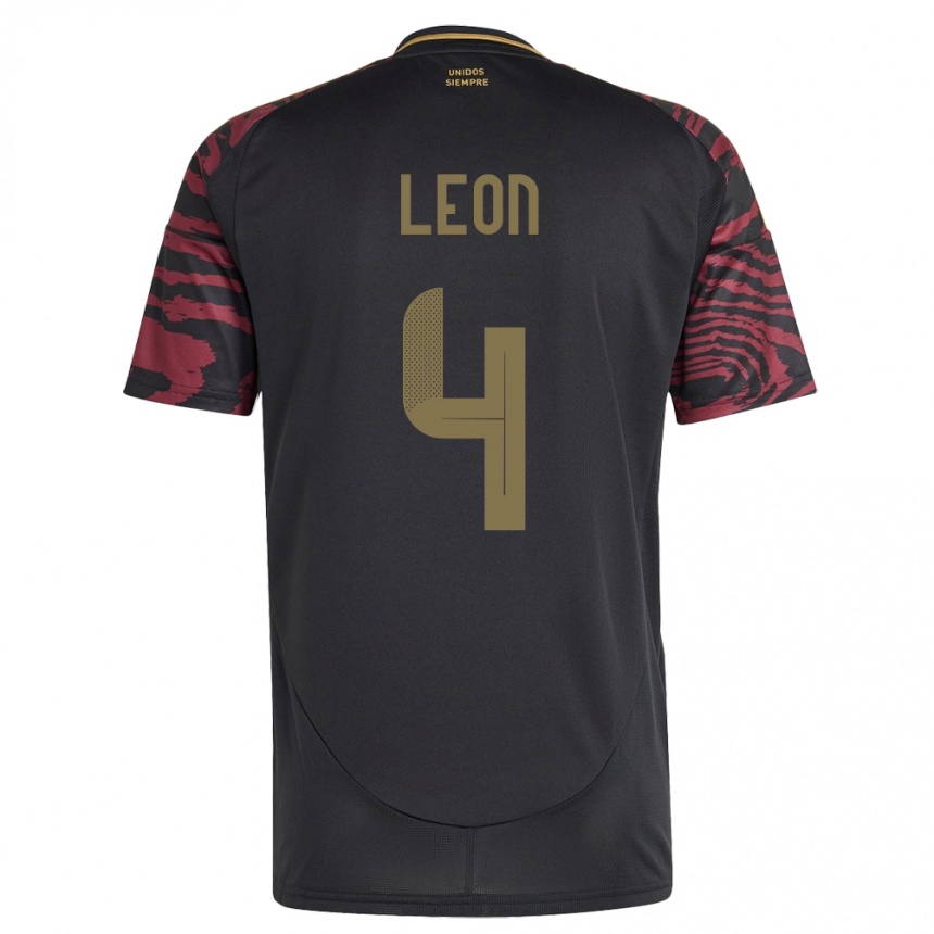 גברים כדורגל פרו Mía León #4 שָׁחוֹר הרחק ג'רזי 24-26