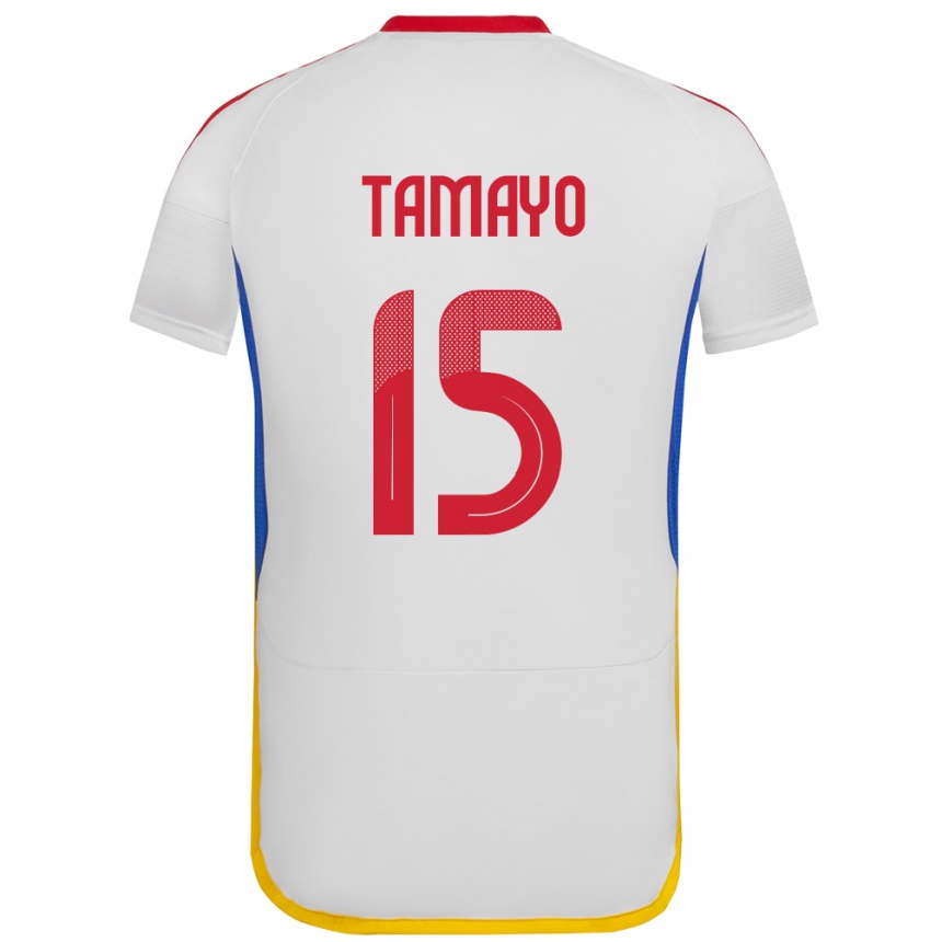 גברים כדורגל ונצואלה Bianneider Tamayo #15 לבן הרחק ג'רזי 24-26