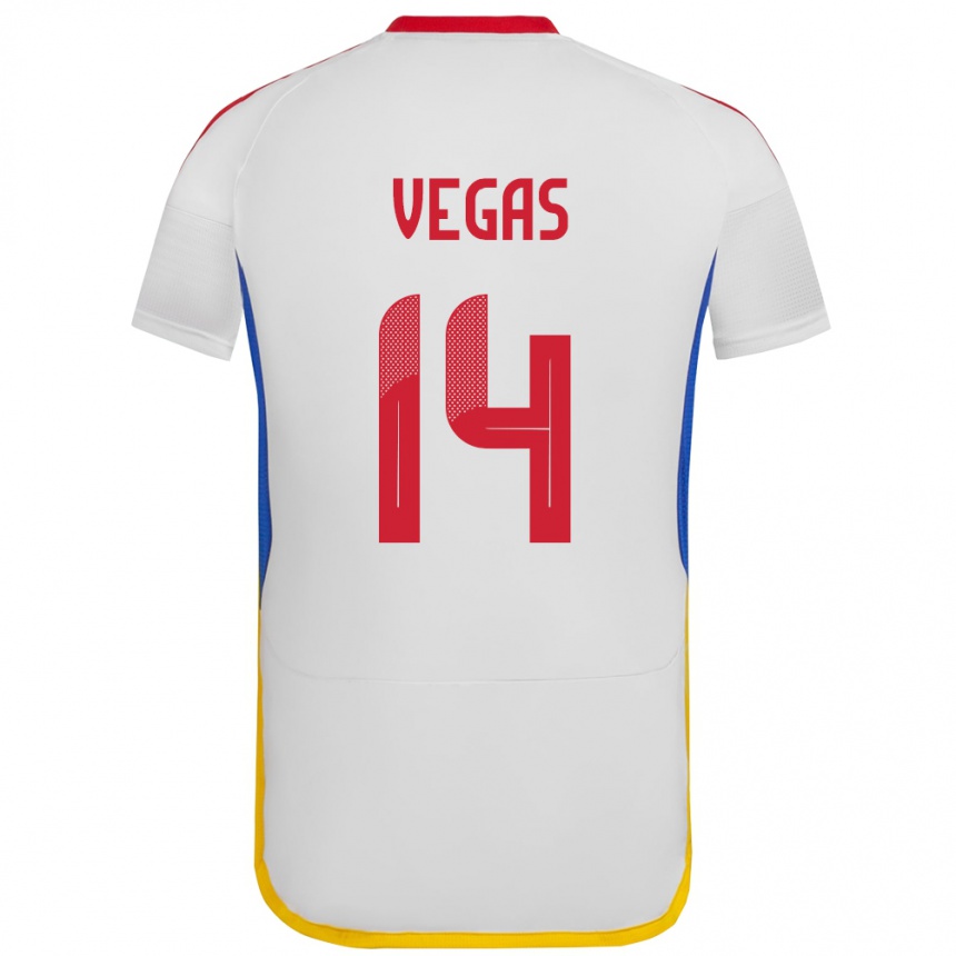 גברים כדורגל ונצואלה Miguel Vegas #14 לבן הרחק ג'רזי 24-26