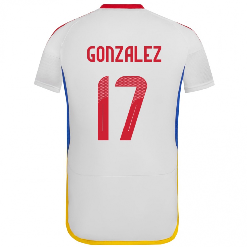 גברים כדורגל ונצואלה Mayken González #17 לבן הרחק ג'רזי 24-26