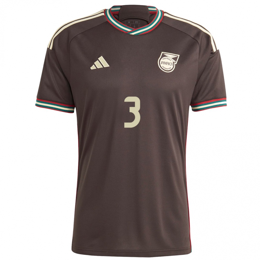 גברים כדורגל ג'מייקה Vyan Sampson #3 חום לילה הרחק ג'רזי 24-26
