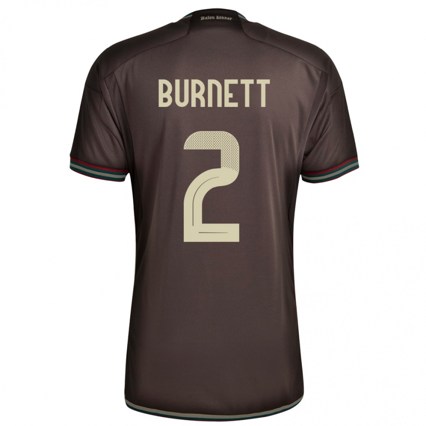 גברים כדורגל ג'מייקה Theanna Burnett #2 חום לילה הרחק ג'רזי 24-26