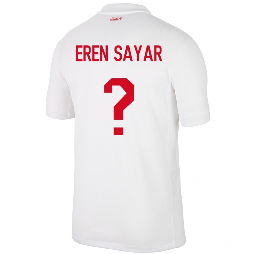 נשים כדורגל טורקיה Emin Eren Sayar #0 לבן ג'רזי ביתית 24-26