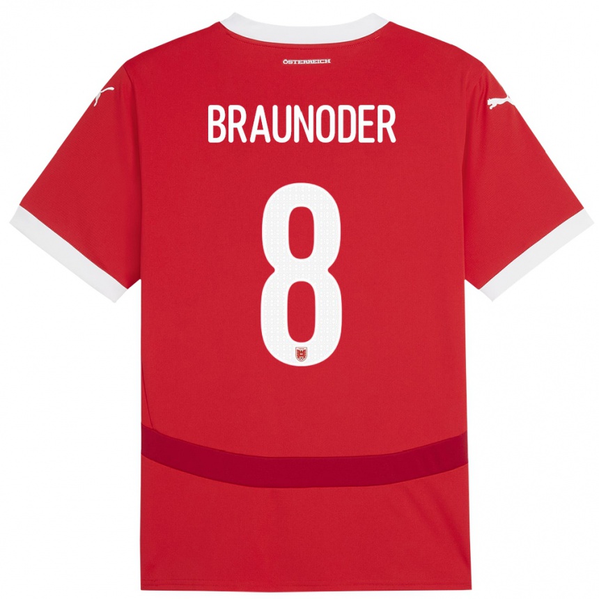 נשים כדורגל אוסטריה Matthias Braunöder #8 אָדוֹם ג'רזי ביתית 24-26