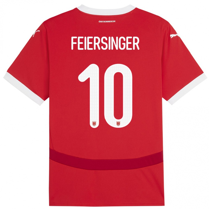 נשים כדורגל אוסטריה Laura Feiersinger #10 אָדוֹם ג'רזי ביתית 24-26