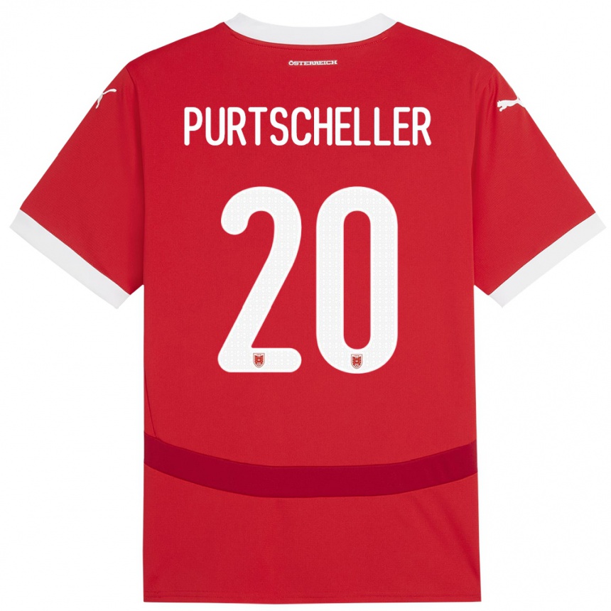 נשים כדורגל אוסטריה Lilli Purtscheller #20 אָדוֹם ג'רזי ביתית 24-26